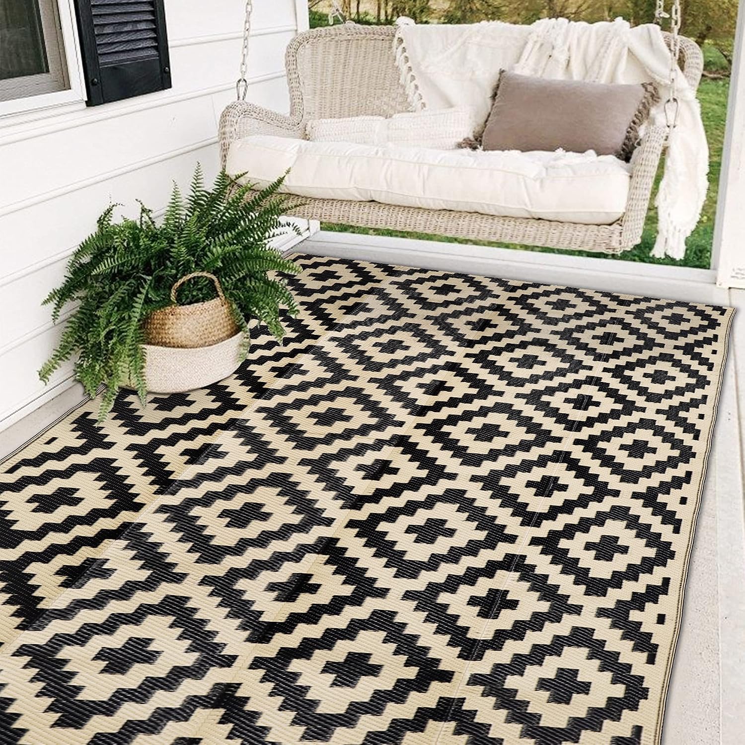 SAND MINE Waterproof Reversible Outdoor Rug, 5x8 ft
