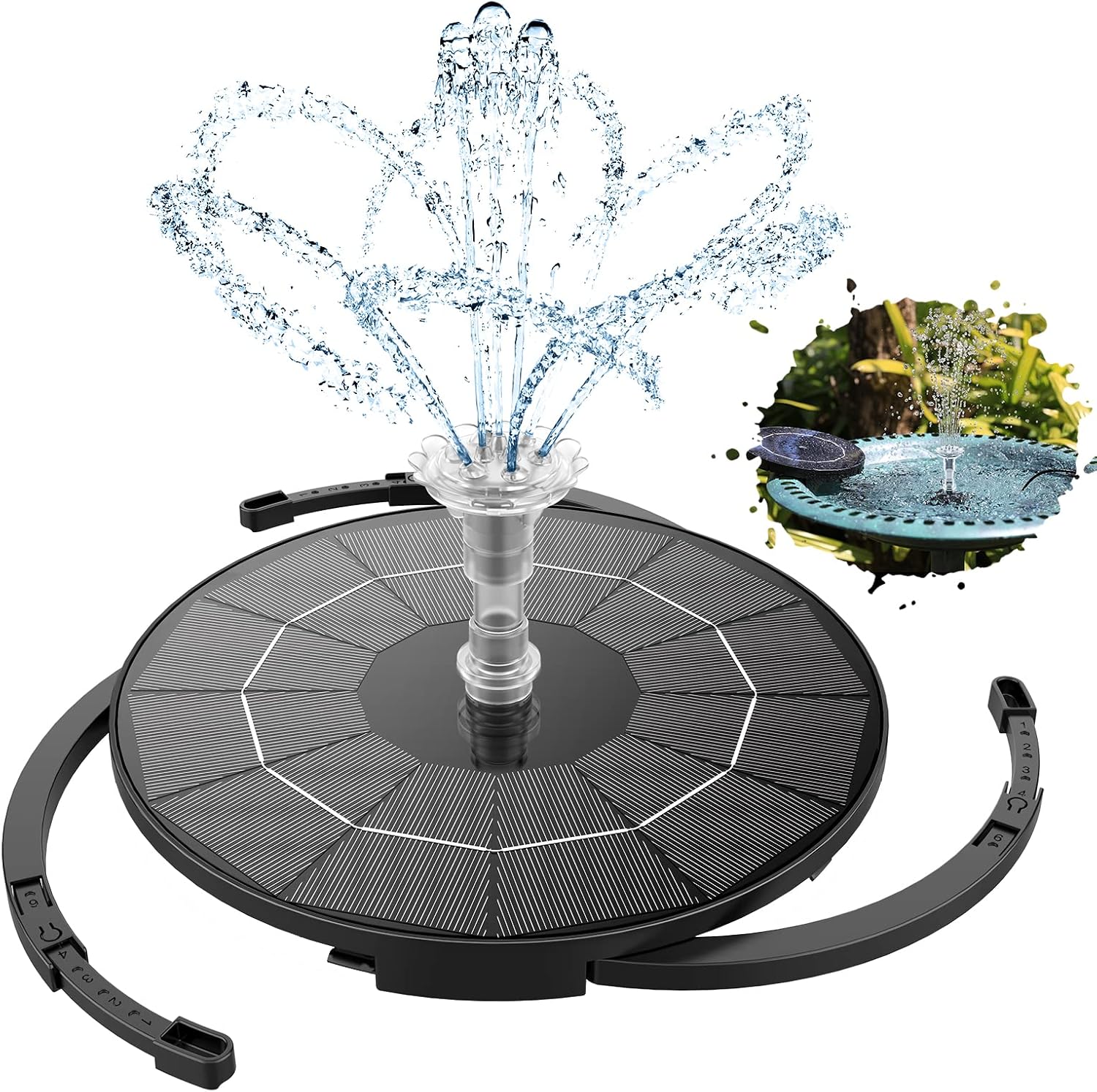 AISITIN 3.5W Solar Fountain Pump for Bird Bath, 8 Nozzles