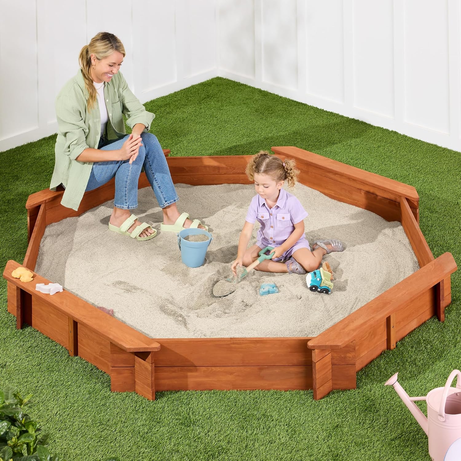 Best Choice Products Wooden Octagon Sandbox with Lid