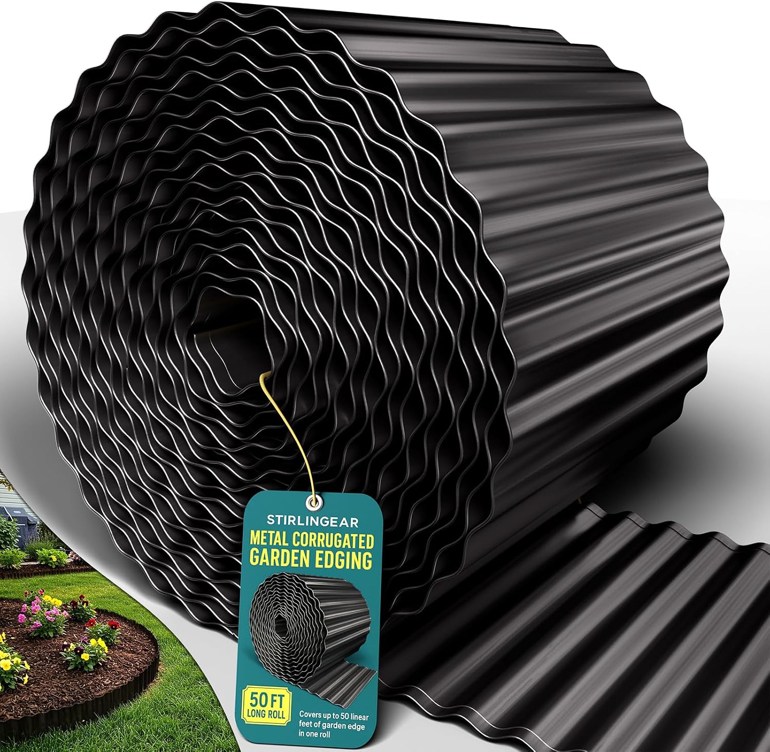 50 ft Black Corrugated Metal Landscape Edging