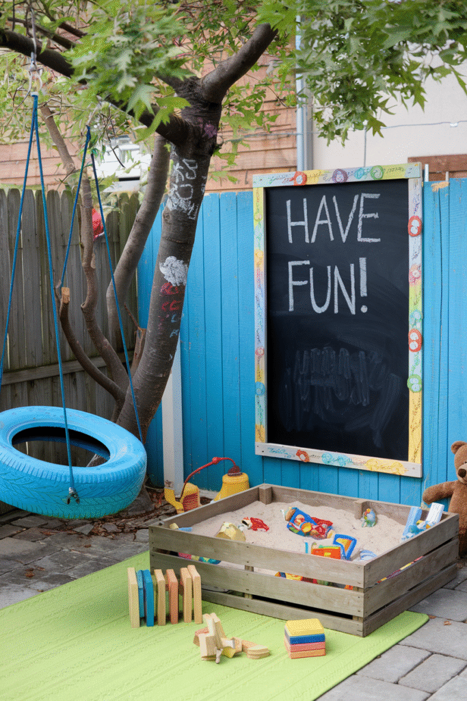 DIY kids corner with fun, budget-friendly outdoor toys