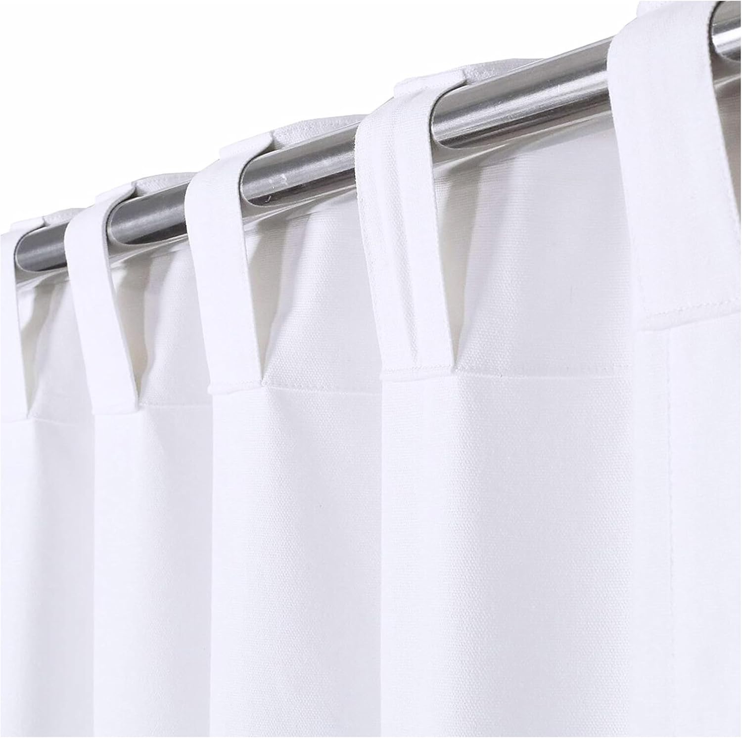 HOMIDATE White Cotton Tab Curtain Panels, 50x84 in, Set of 2