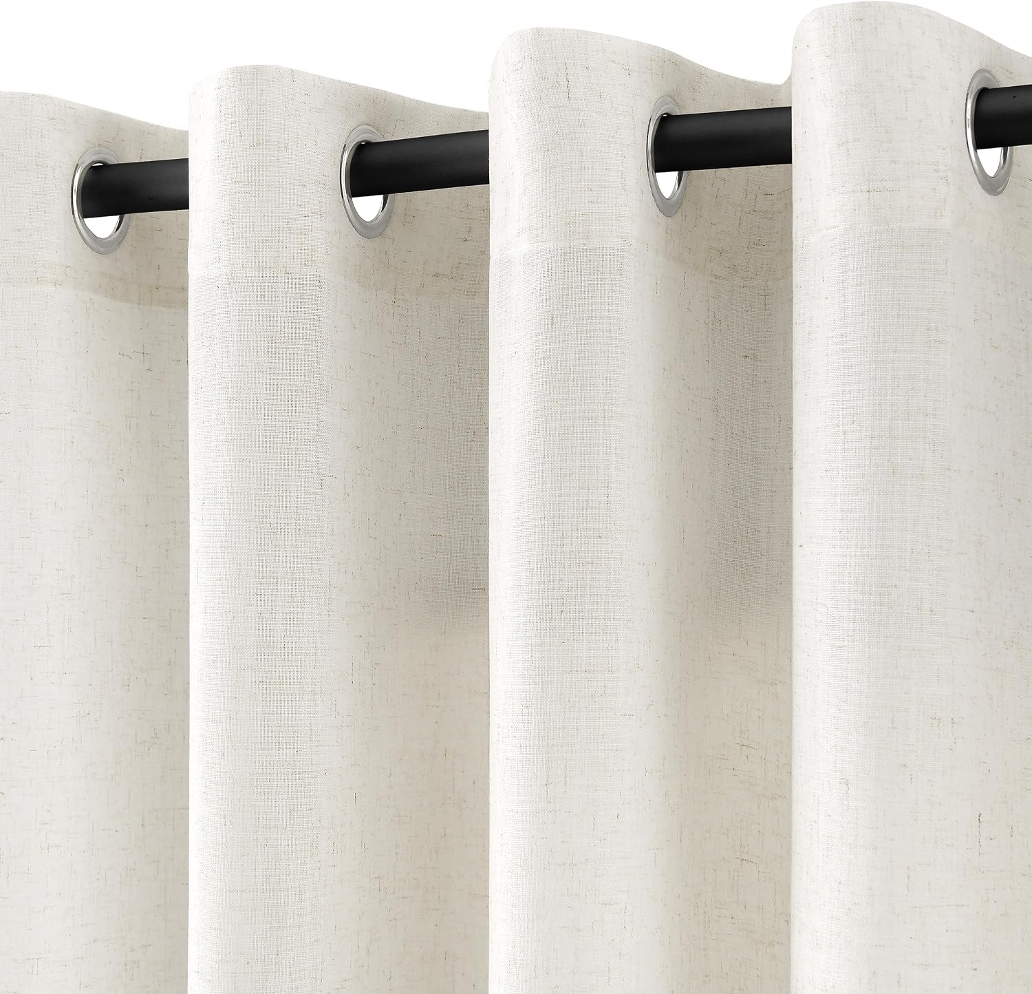 Nanspring Linen Grommet Curtains, 84 Inches Long, Cream Ivory