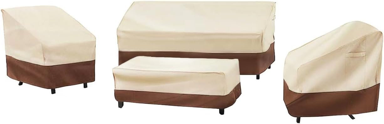 Loriano Waterproof Patio Furniture Cover Set, 4 Piece, Beige
