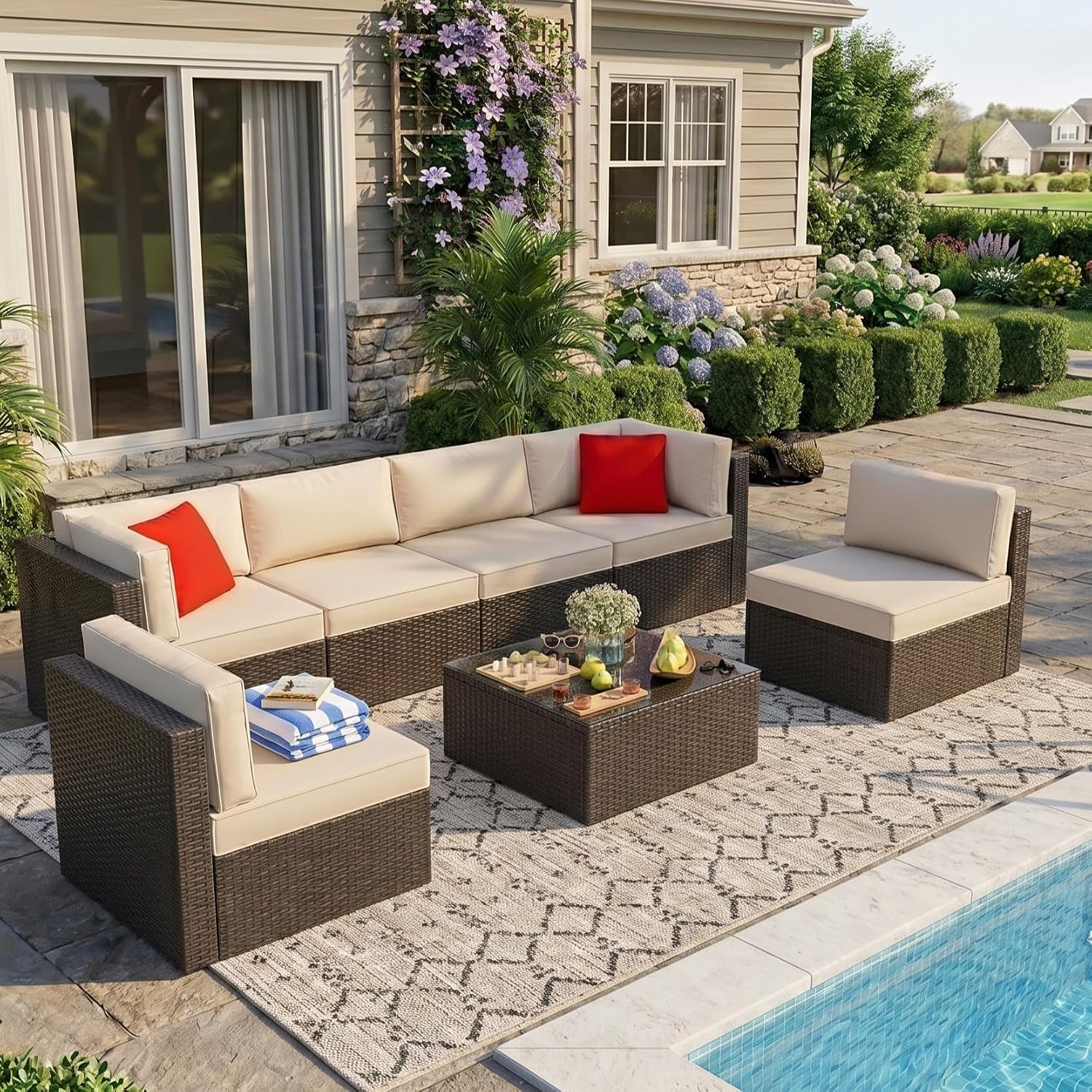 Vongrasig 7-Piece Outdoor Sectional Patio Furniture Set