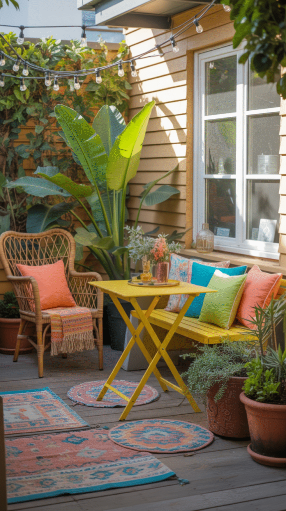 Patio furniture styled to complement the home's overall aesthetic