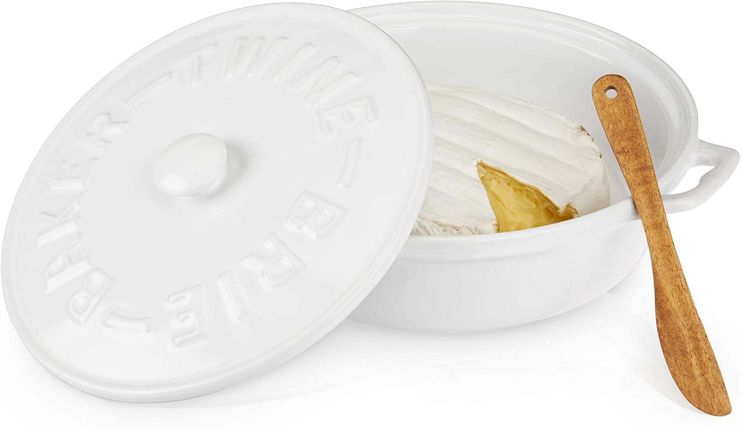 Twine Ceramic Brie Baker with Acacia Wood Spreader