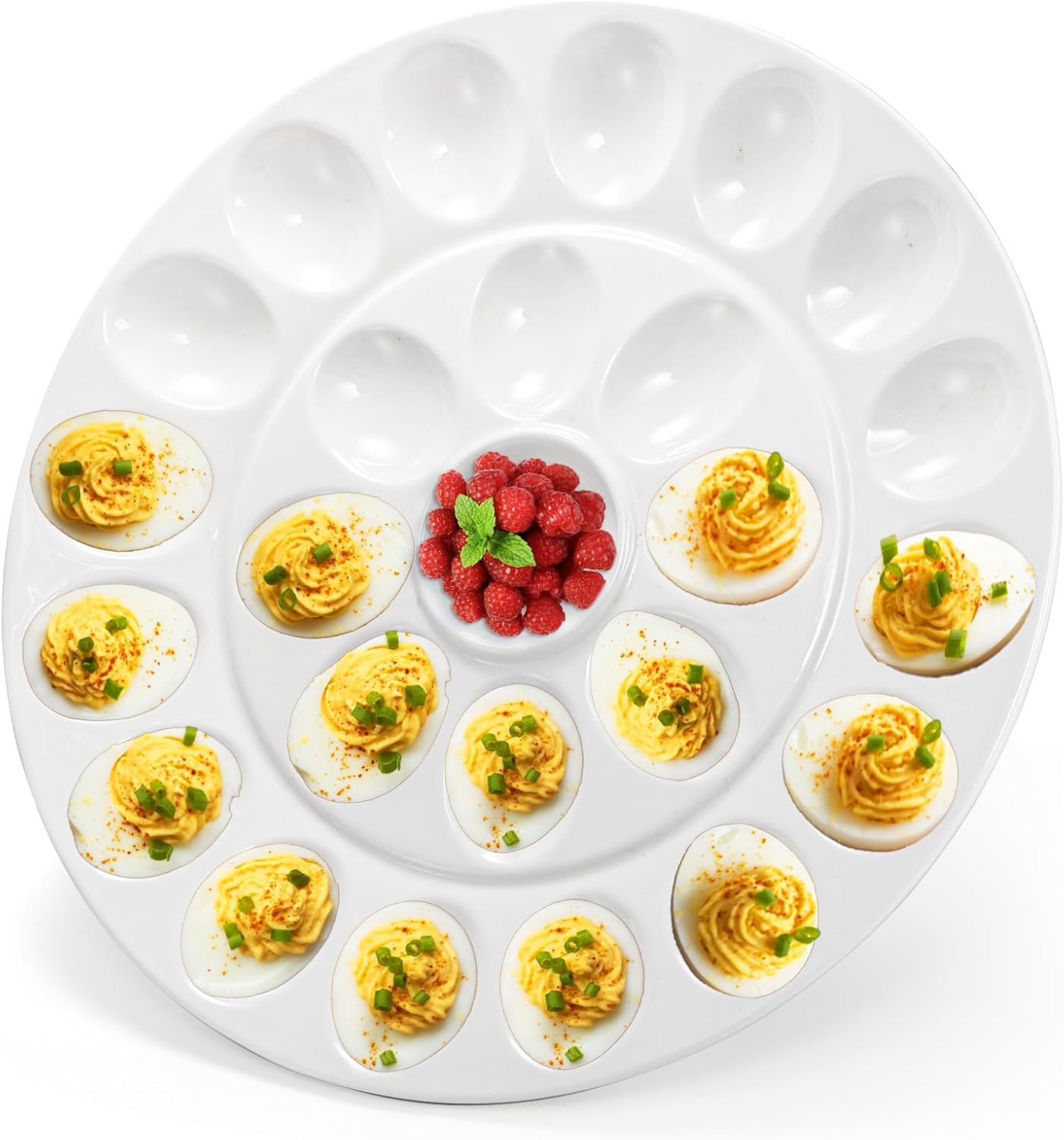 Foraineam Porcelain Deviled Egg Platter, 25 Compartments