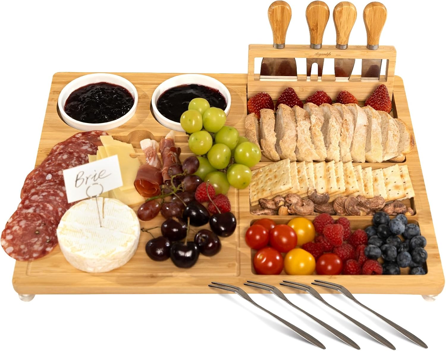eleganlife Bamboo Charcuterie Board Set with Knives