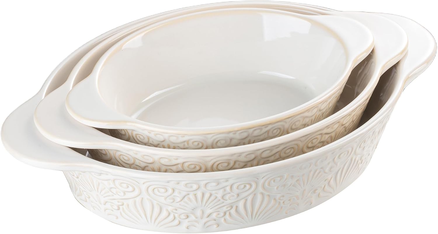 Dafuceramic Ceramic Oval Casserole Dishes, Set of 3