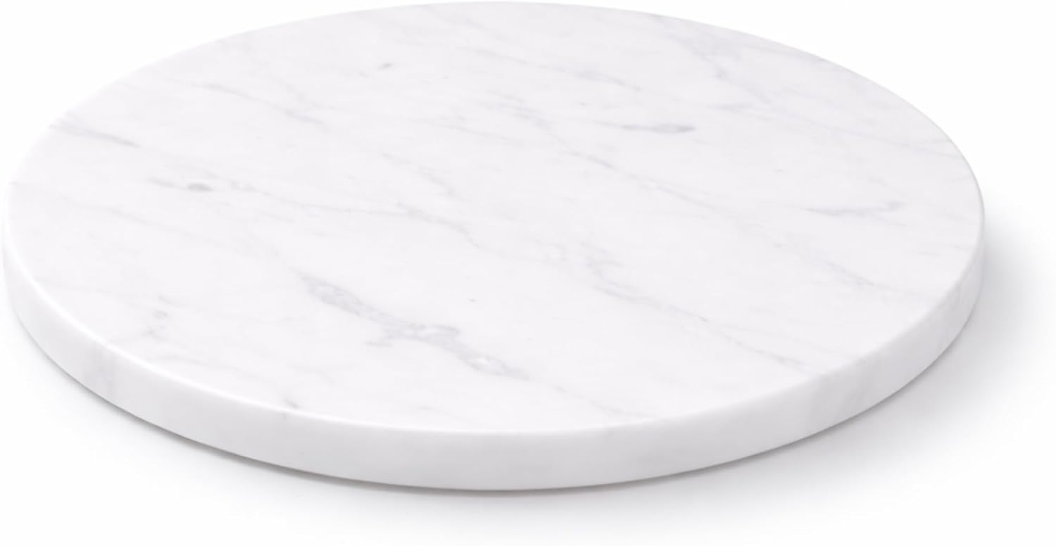 8 Inch Round Marble Cheese Board with Non-Slip Feet