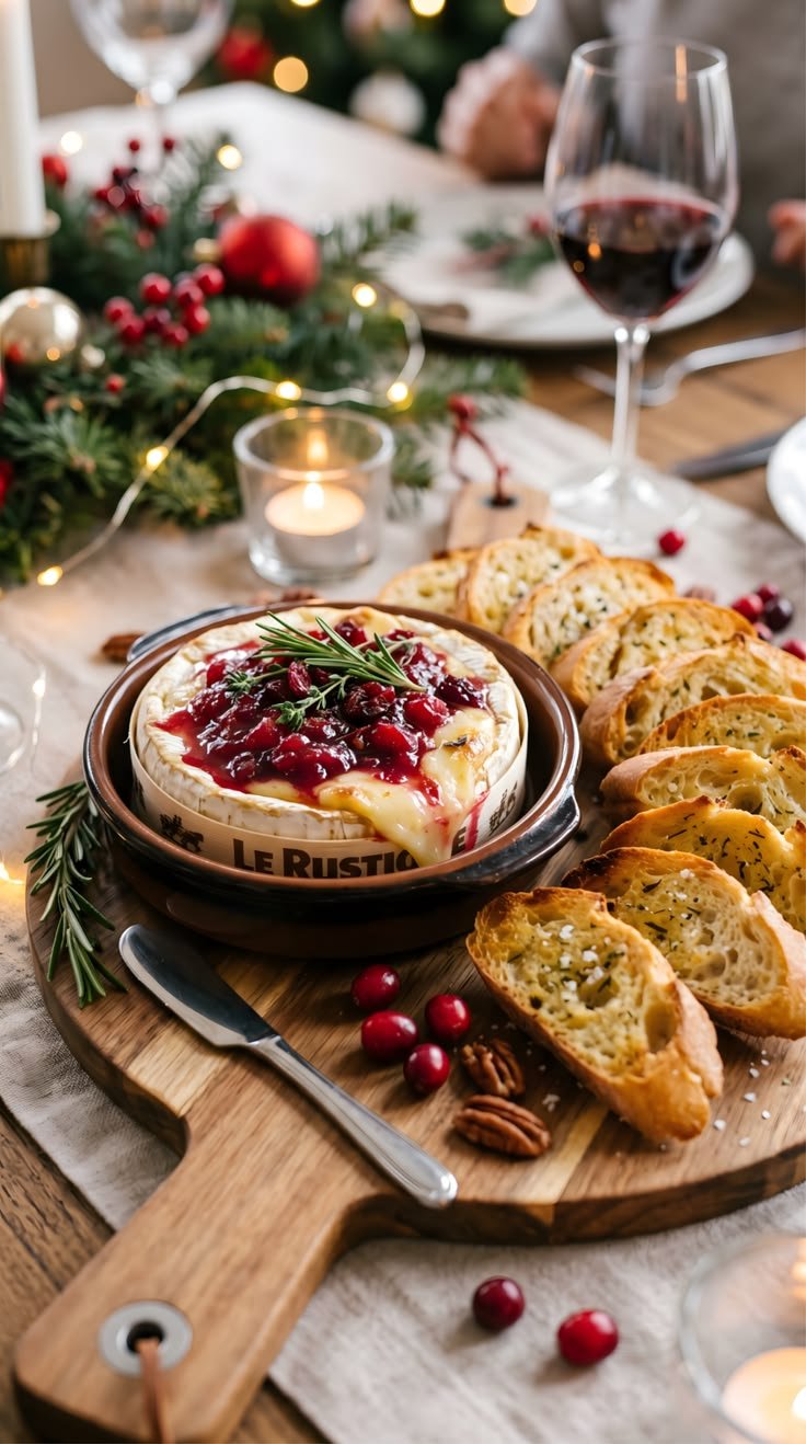 Baked Camembert with cranberries and rosemary