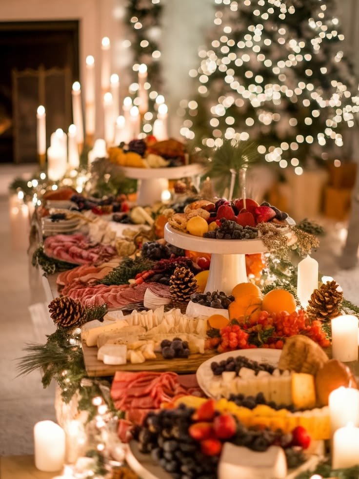 Christmas appetizer tablescape styled for a holiday party