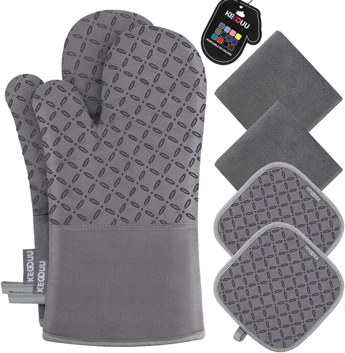 KEGOUU Oven Mitts and Pot Holders, 6 Piece Set