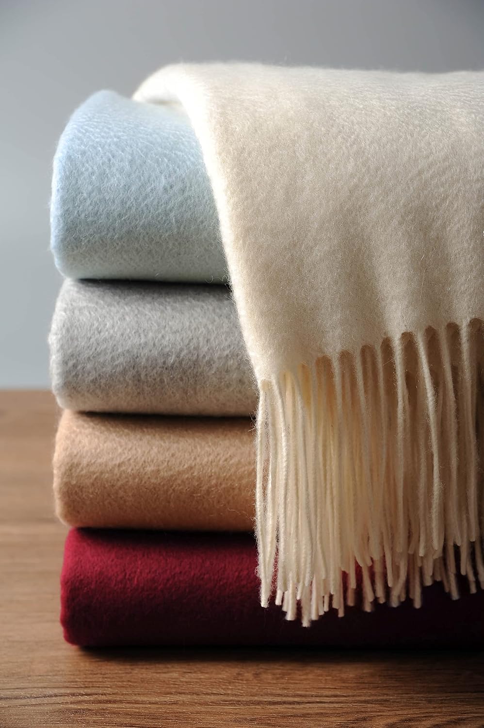 EP Mode 100% Pure Cashmere Throw Blanket, Whisper White
