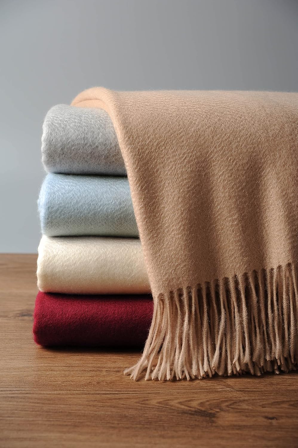 EP Mode 100% Pure Cashmere Throw Blanket, Rugby Tan