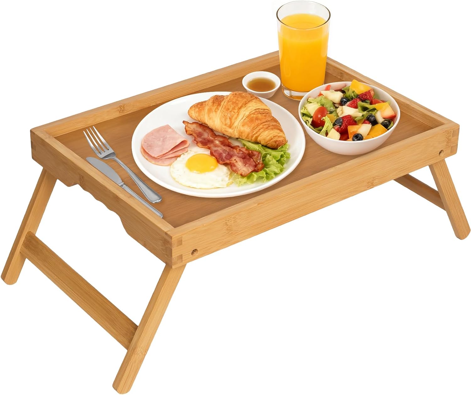 Artmeer Bamboo Bed Tray with Folding Legs, Large, Natural