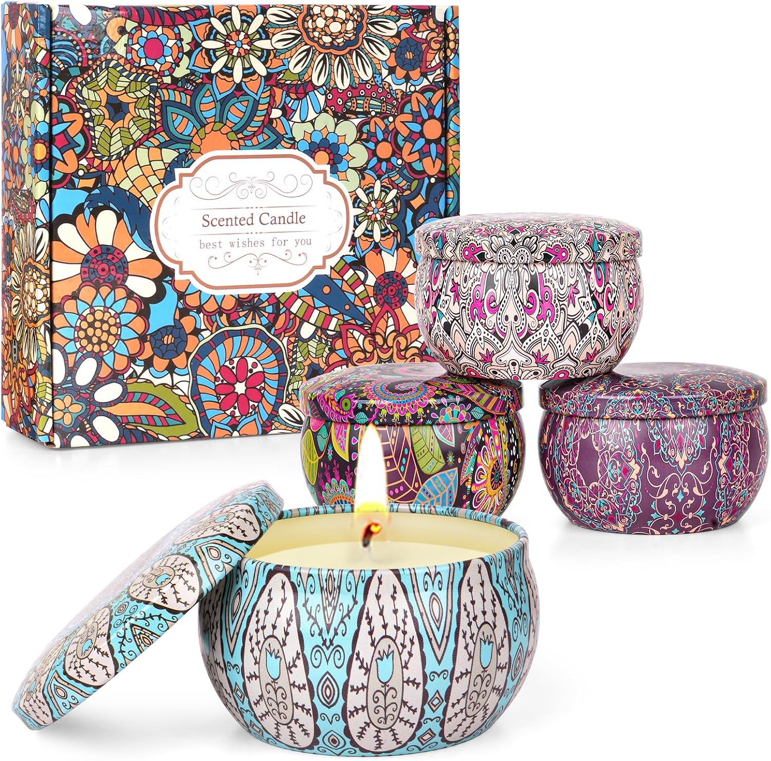Scented Candle Gift Set, 4 Tins