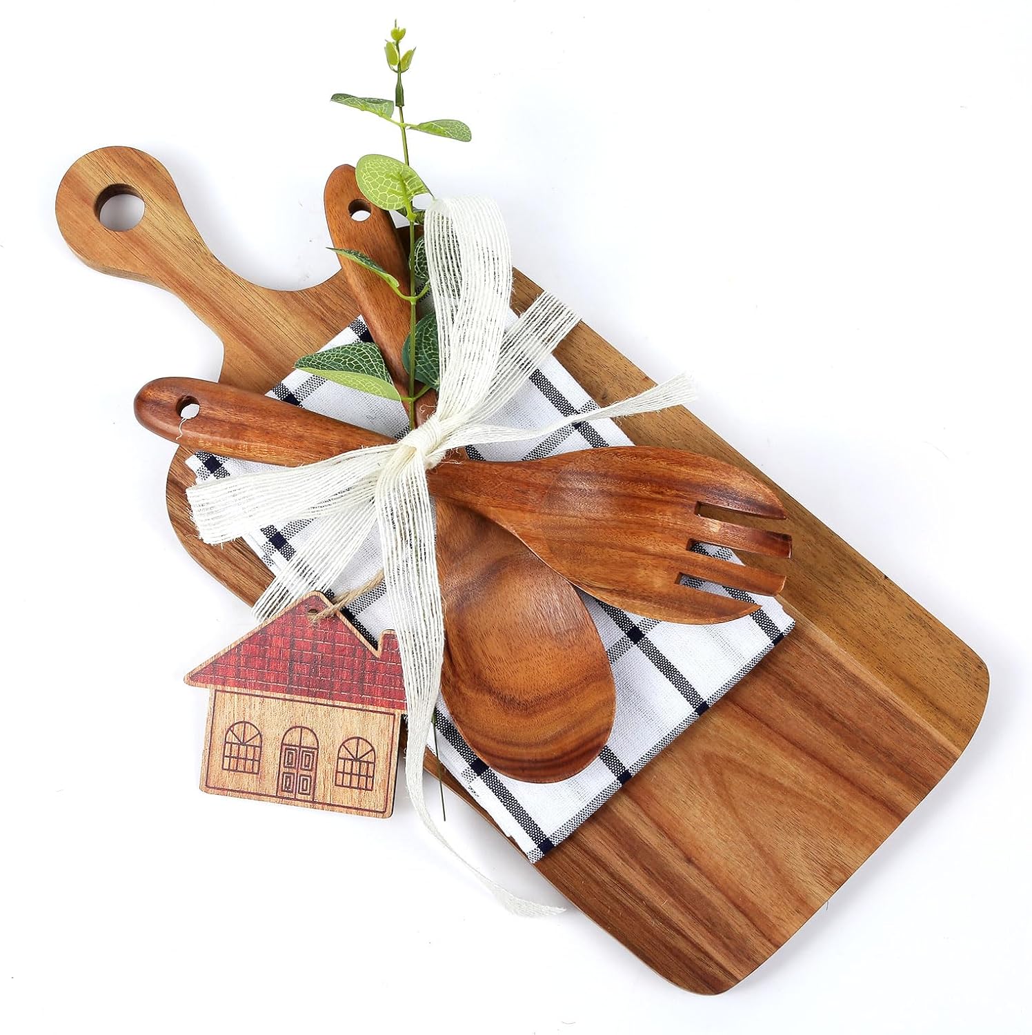Wooden Cutting Board Set with Utensils and Napkin, Housewarming Gift