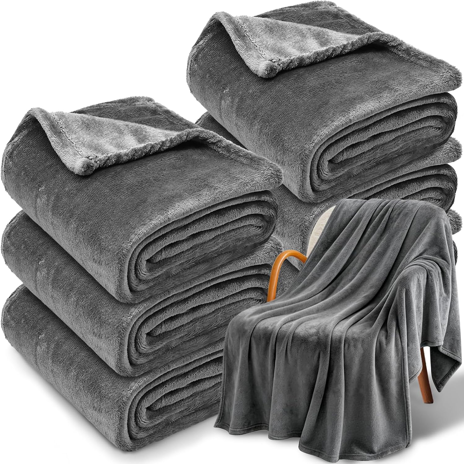 Fleece Throw Blankets, 50 x 60, 6 Pack