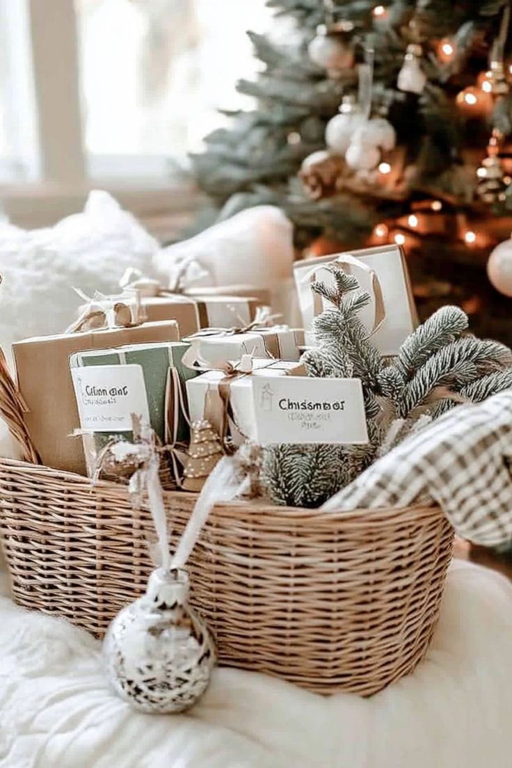 Christmas baking and cooking basket with kitchen tools