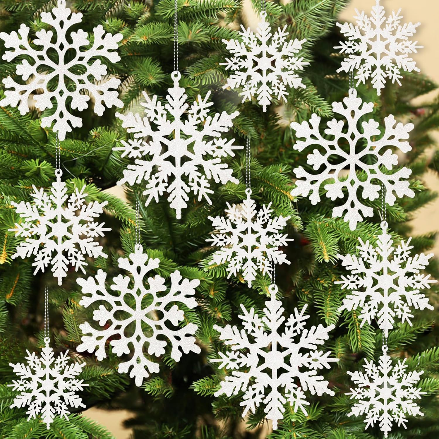 kockuu White Snowflake Christmas Ornaments for Tree and Crafts