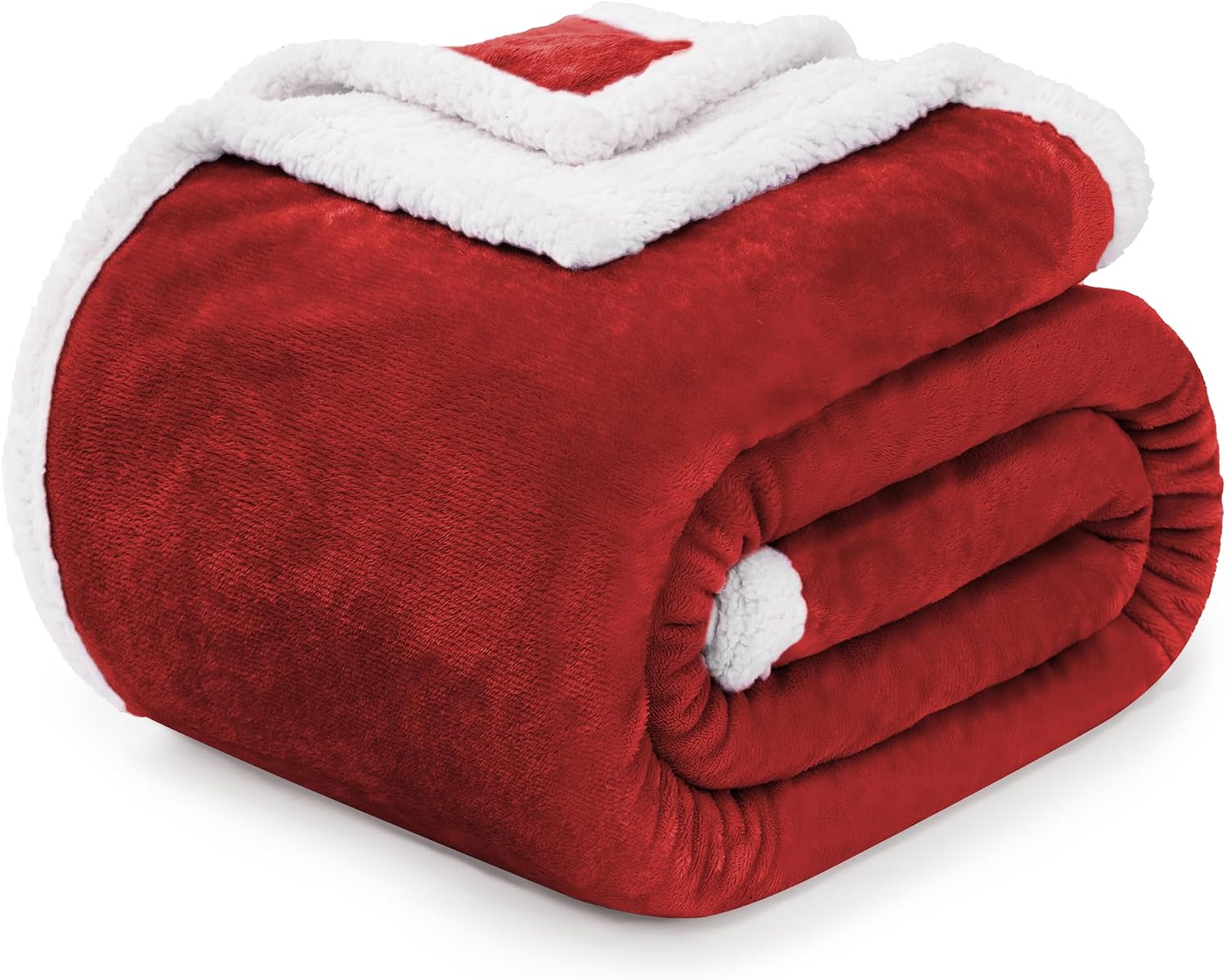 BEAUTEX Red Sherpa Fleece Throw Blanket, Soft, Fluffy and Cozy