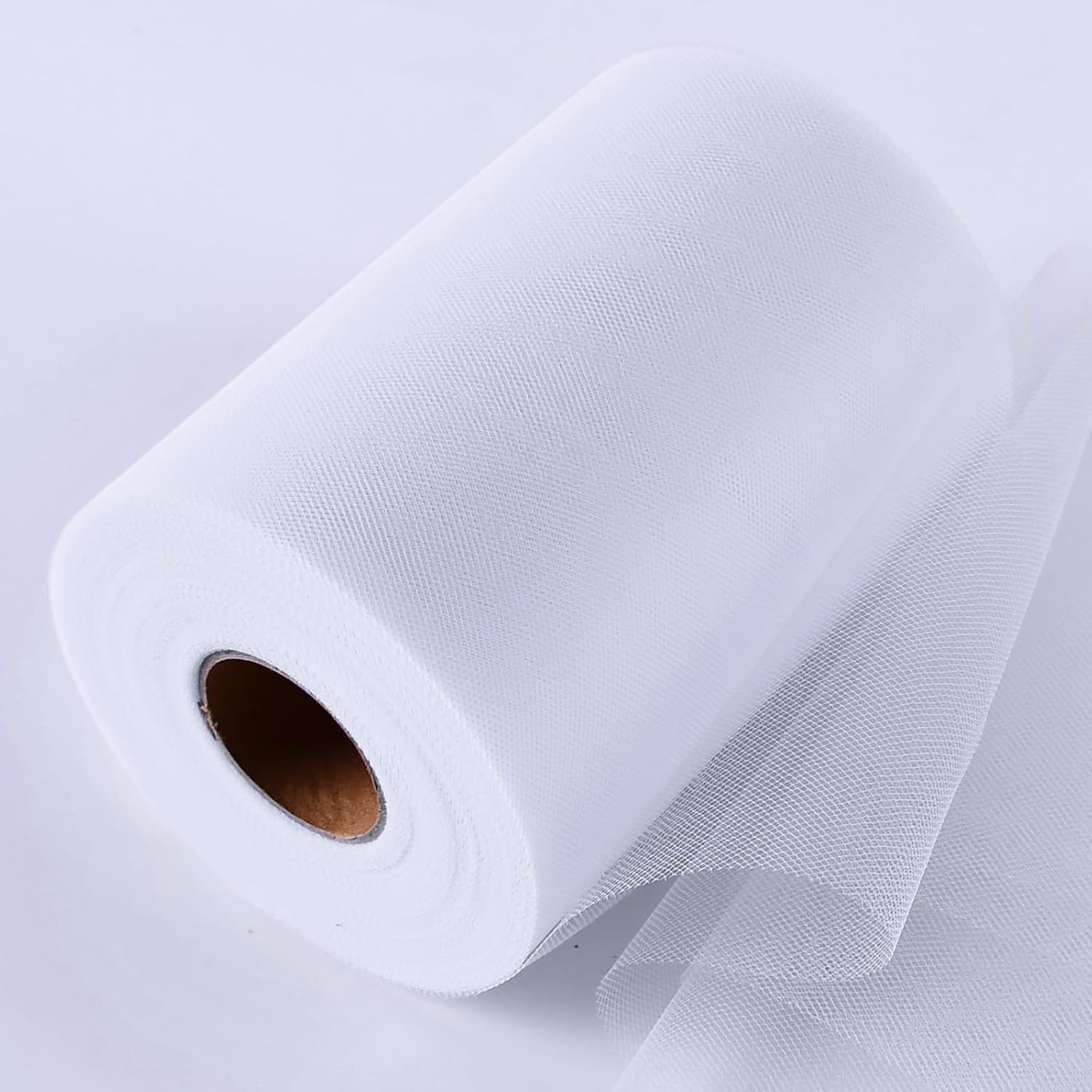 White Tulle Fabric Roll, 6 Inch by 100 Yards (300 Feet)