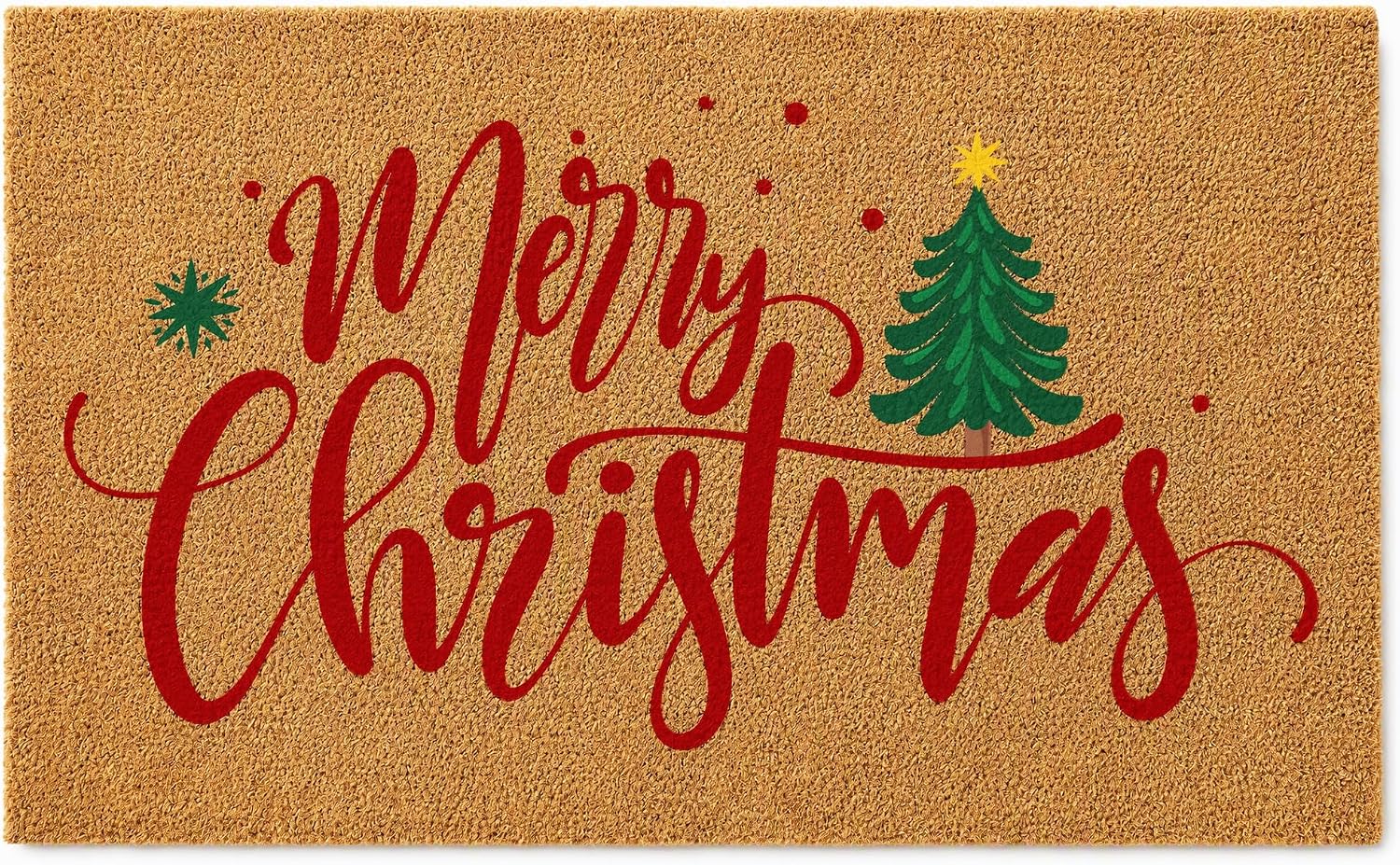 Merry Christmas Doormat, 30 x 17 Inch, Coir Welcome Mat with Non-Slip Backing