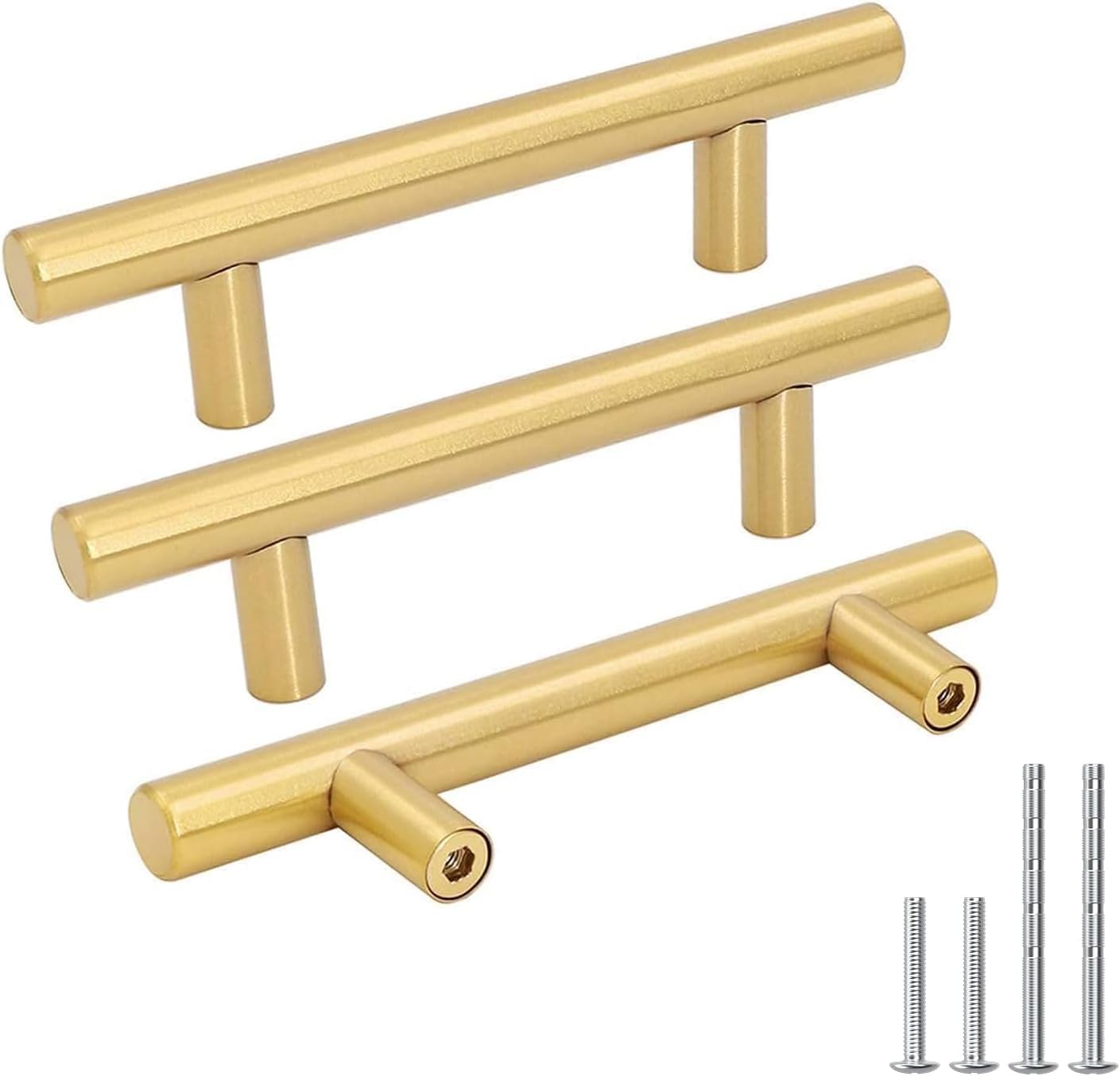Goldenwarm Brushed Gold Cabinet Pulls, 3 Inch, 10 Pack