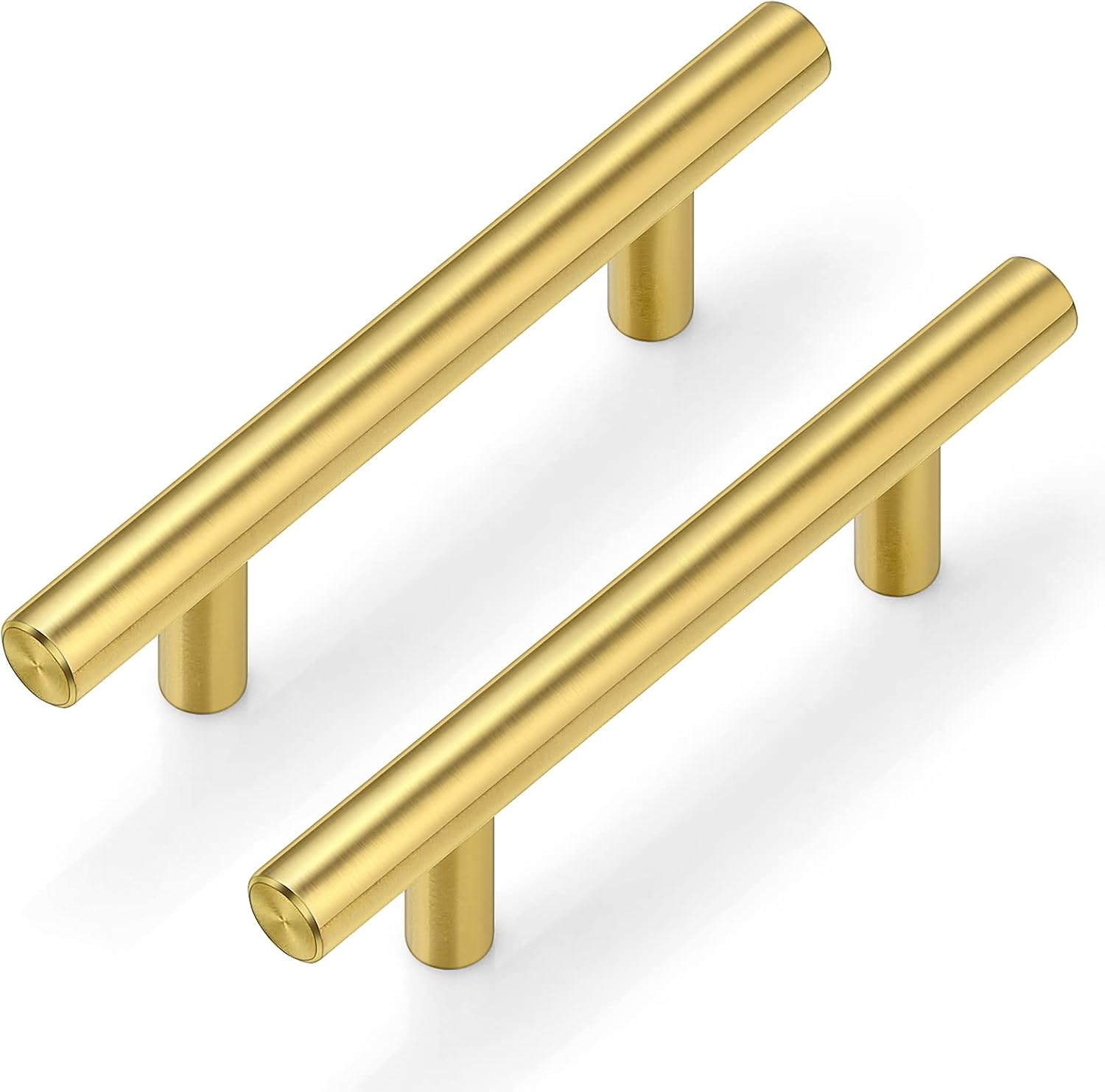 Plustool Brushed Brass Gold Cabinet Pulls, 3 Inch Hole Centers, 30 Pack
