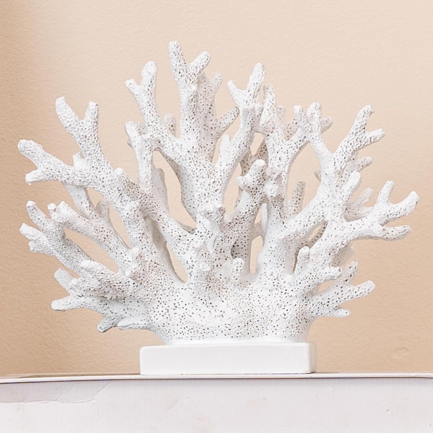 White Resin Coral Statue, Nautical Decor, 5.8 Inch