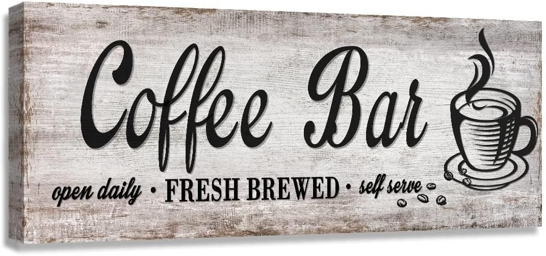 Rustic Wood Grain Coffee Bar Sign, 6 x 17