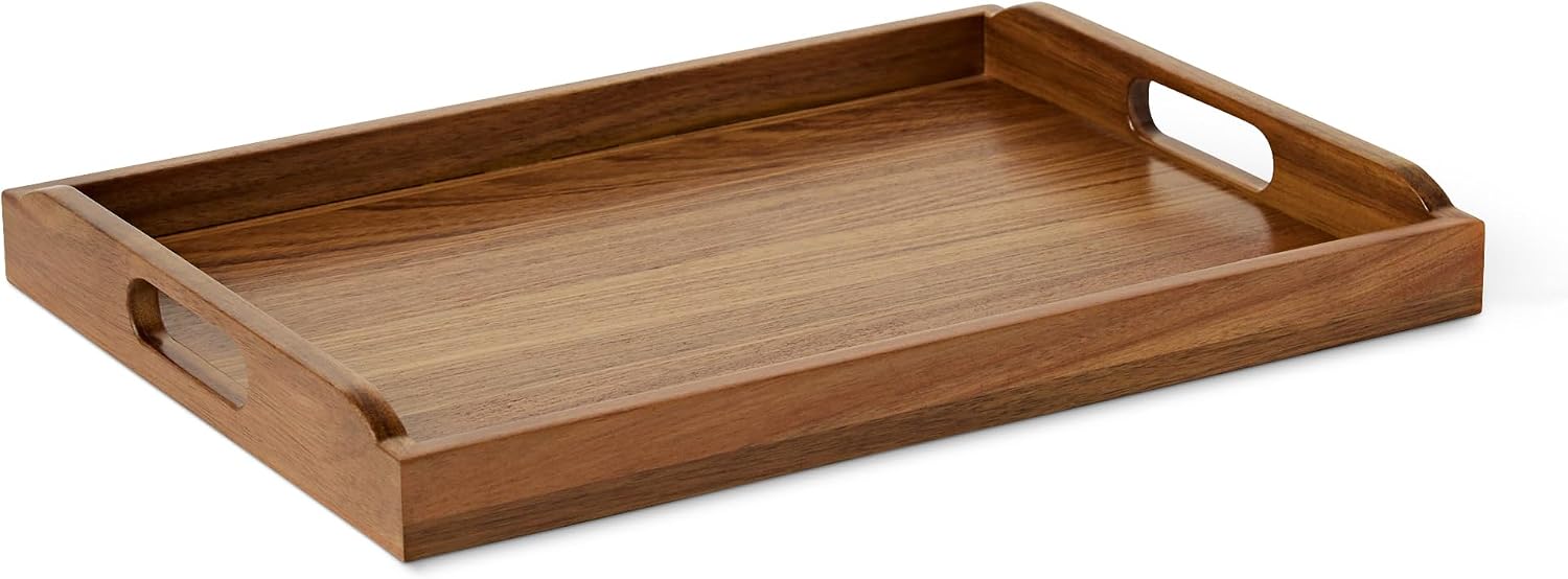 Amazon Basics Acacia Wood Serving Tray, 17 x 12 Inch