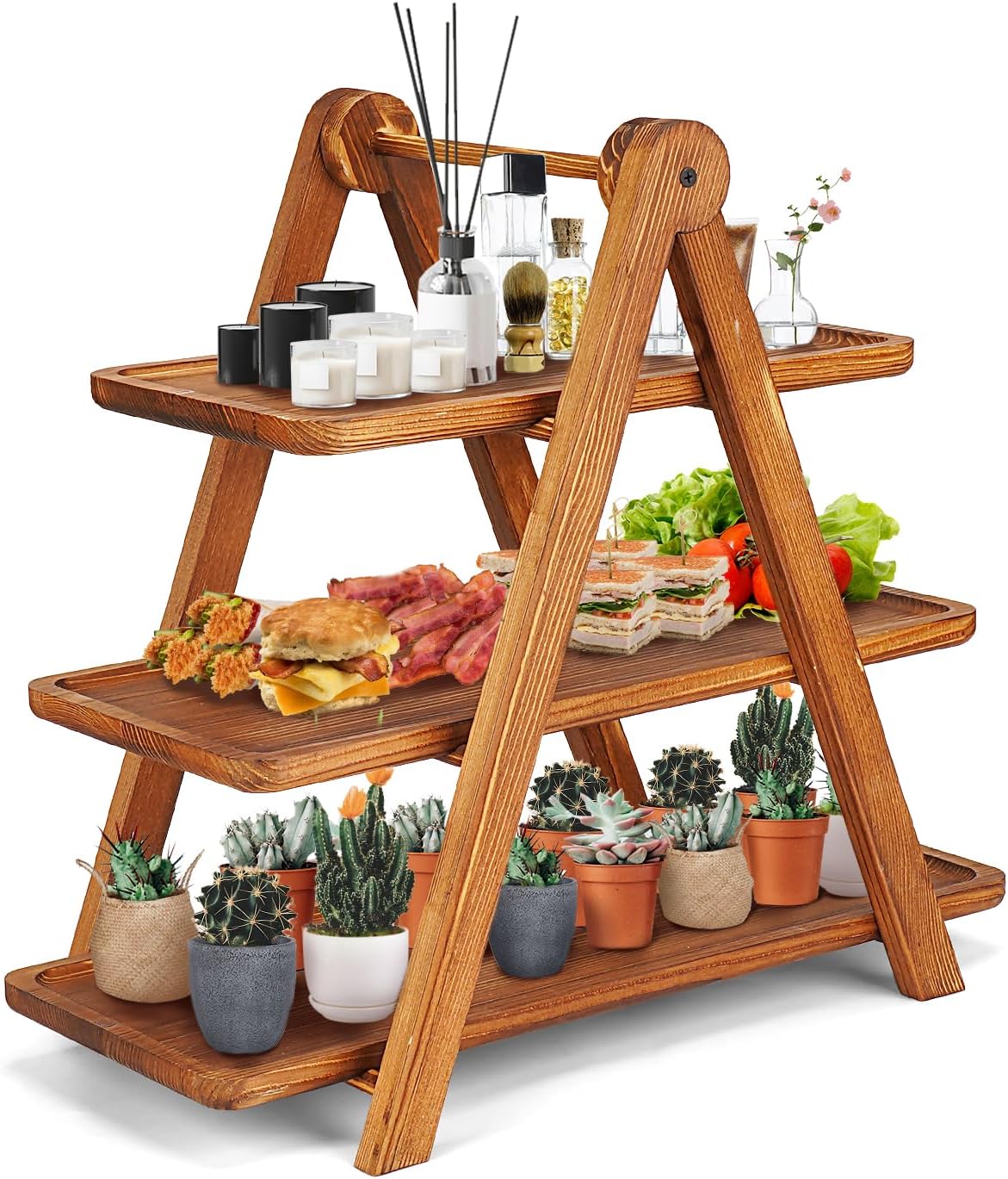 Manspdier Extra Large Wood 3-Tier Serving Tray