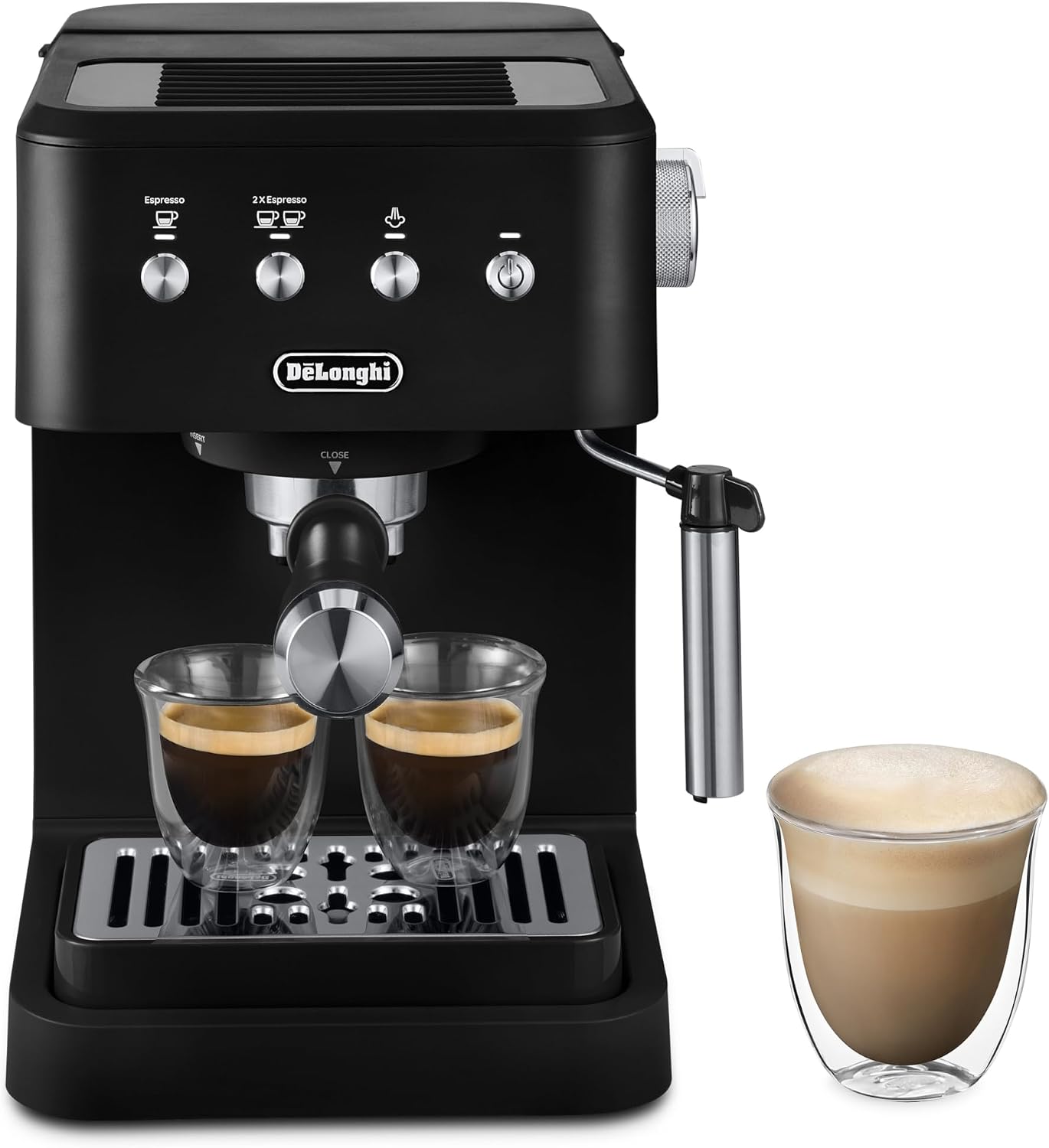 De'Longhi Classic Matte Black Espresso Machine with Milk Frother