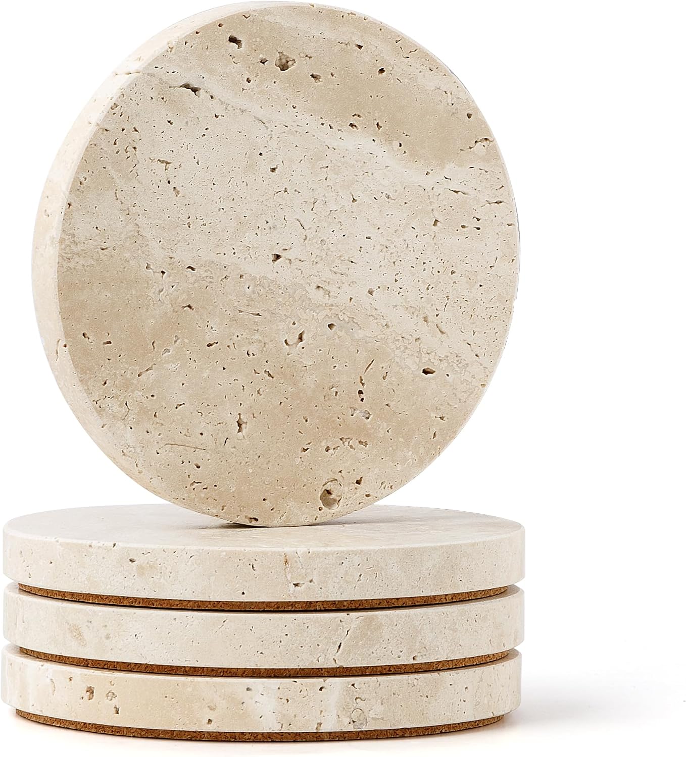 Natural Travertine Marble Coasters Set of 4-4