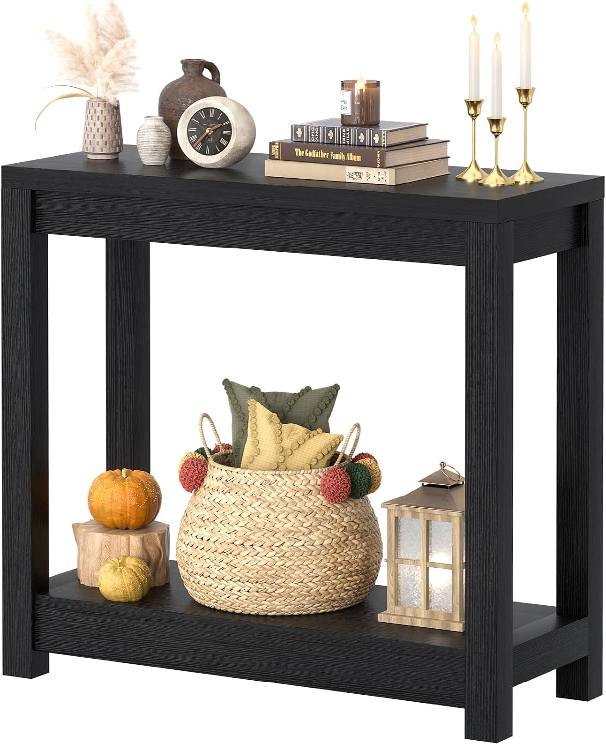 Besiost Small Farmhouse Wood Entryway Console Table with Storage