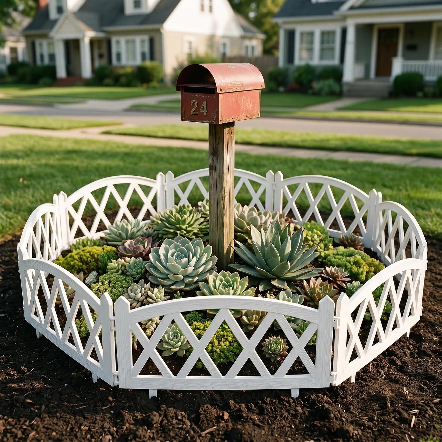 WORTH 8-Pack Short Plastic Garden Fence, White Decorative Border
