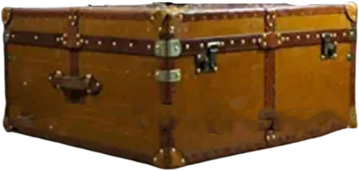 NauticalMart Leather Wood Trunk, Vintage Style Storage Trunk