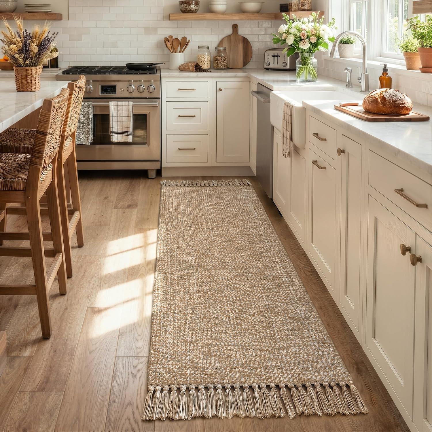 Collive Kitchen Runner Rug, 2 x 6 Ft, Modern Farmhouse Washable