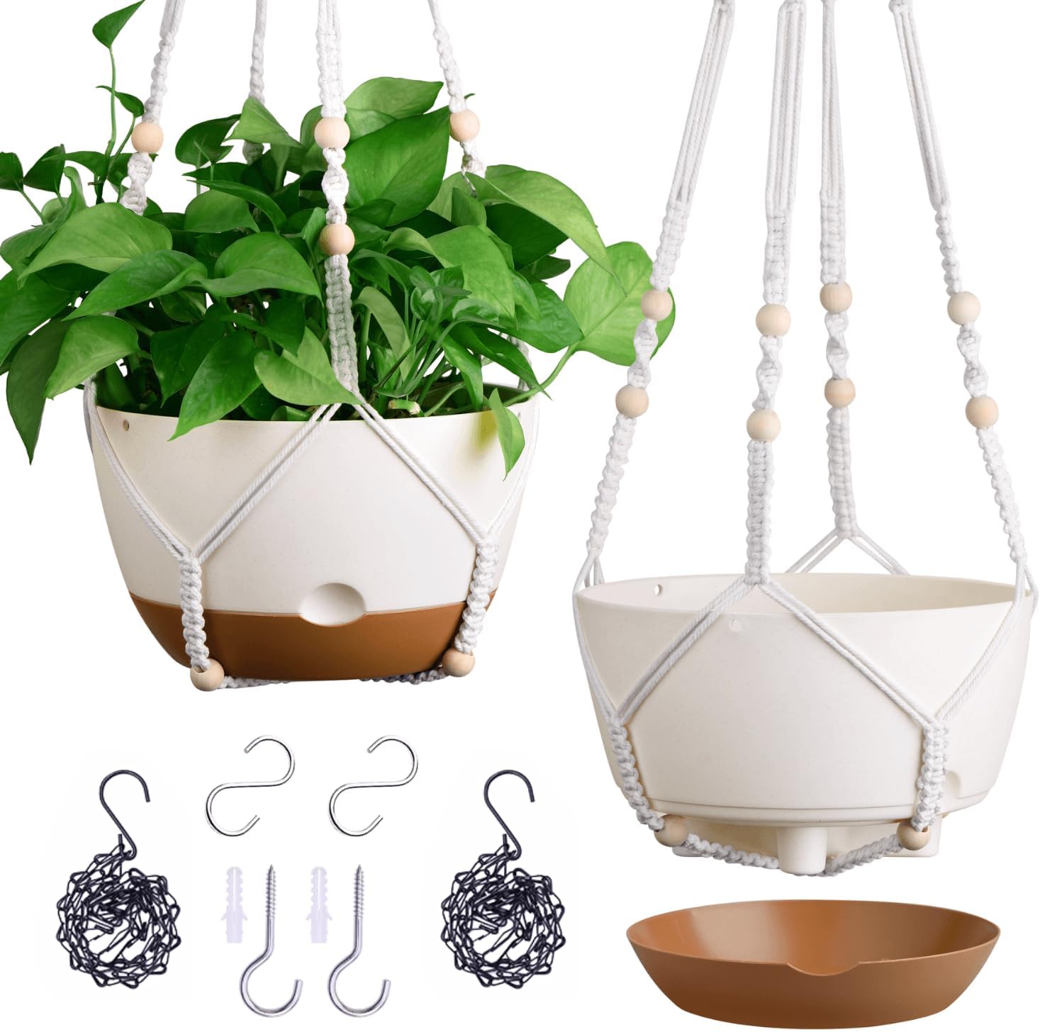 Self-Watering Hanging Planters for Indoor Plants, Set of 2, 10 Inch