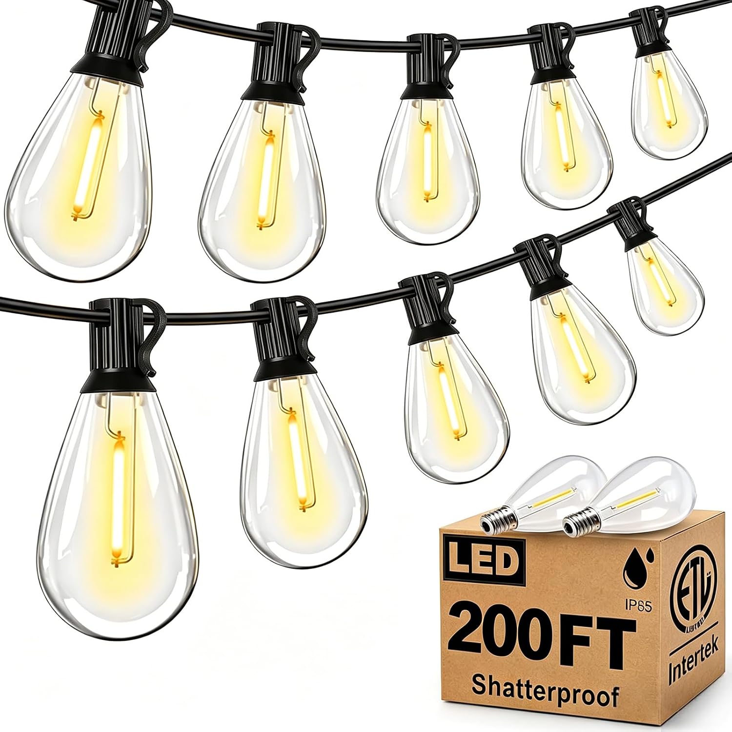 Tenmiro 200FT Outdoor String Lights, Ultra Long LED Patio Lights, Shatterproof