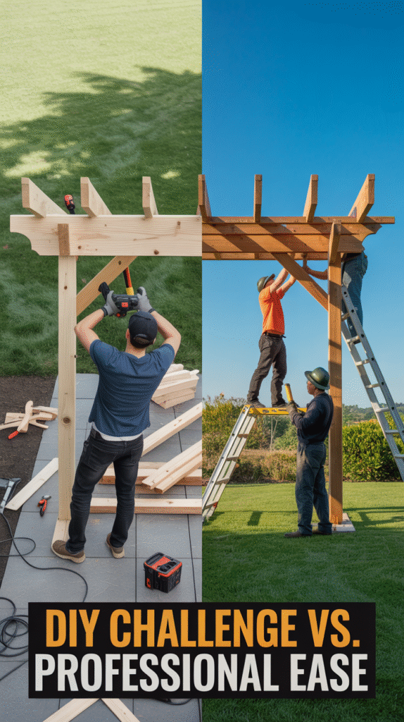 Pergola construction decision between DIY and professional installation