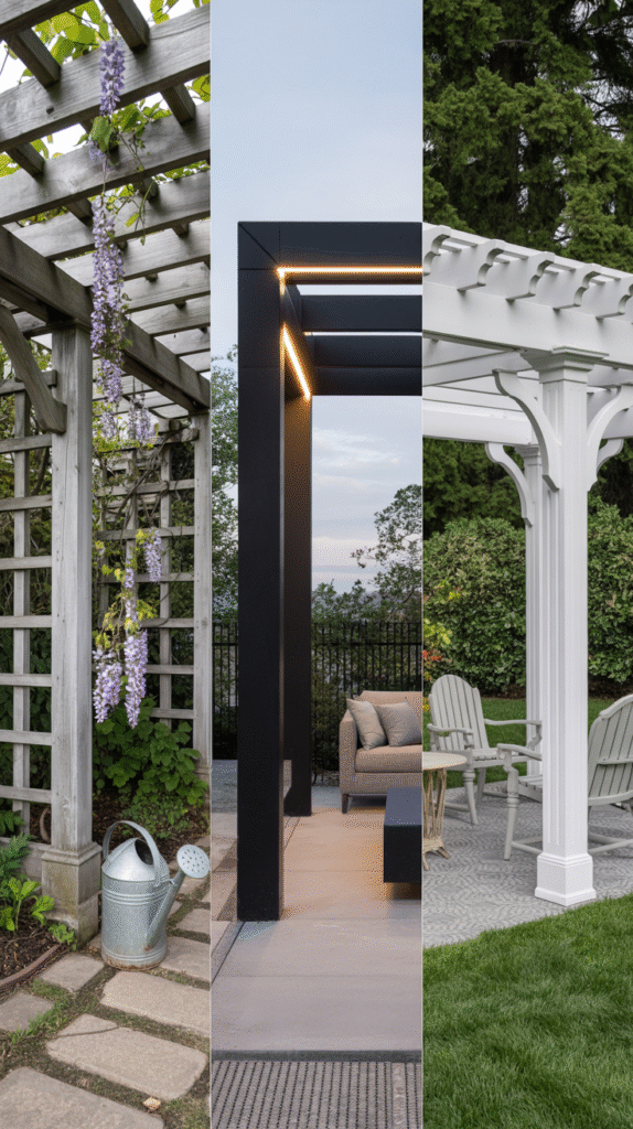 Pergola style chosen to match the home's architecture