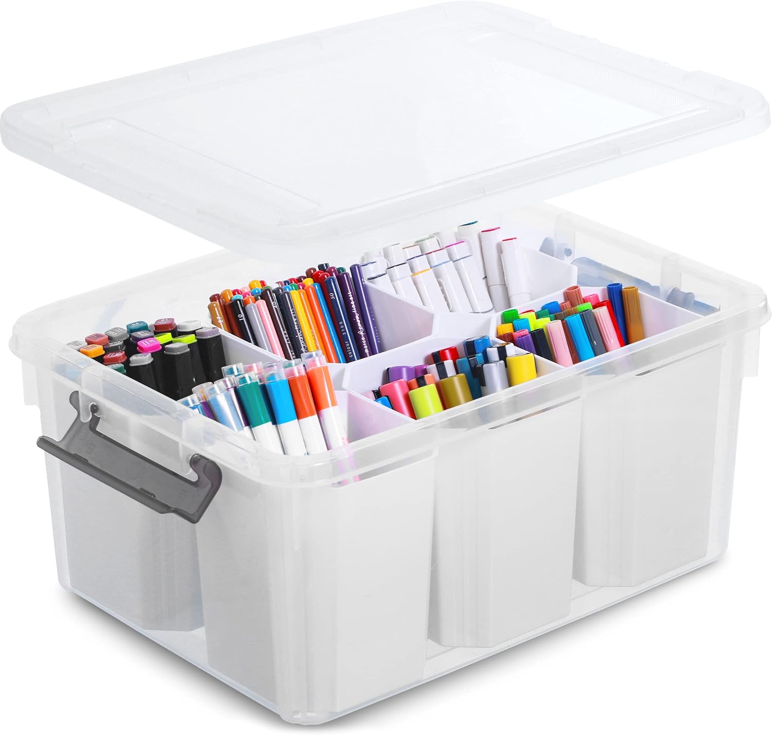Citylife 17 QT Craft Organizer Storage Bin with Lid, Marker Organizer