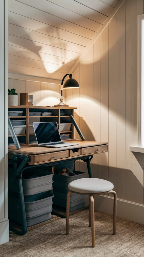 Well-organized compact home office setup in a small space