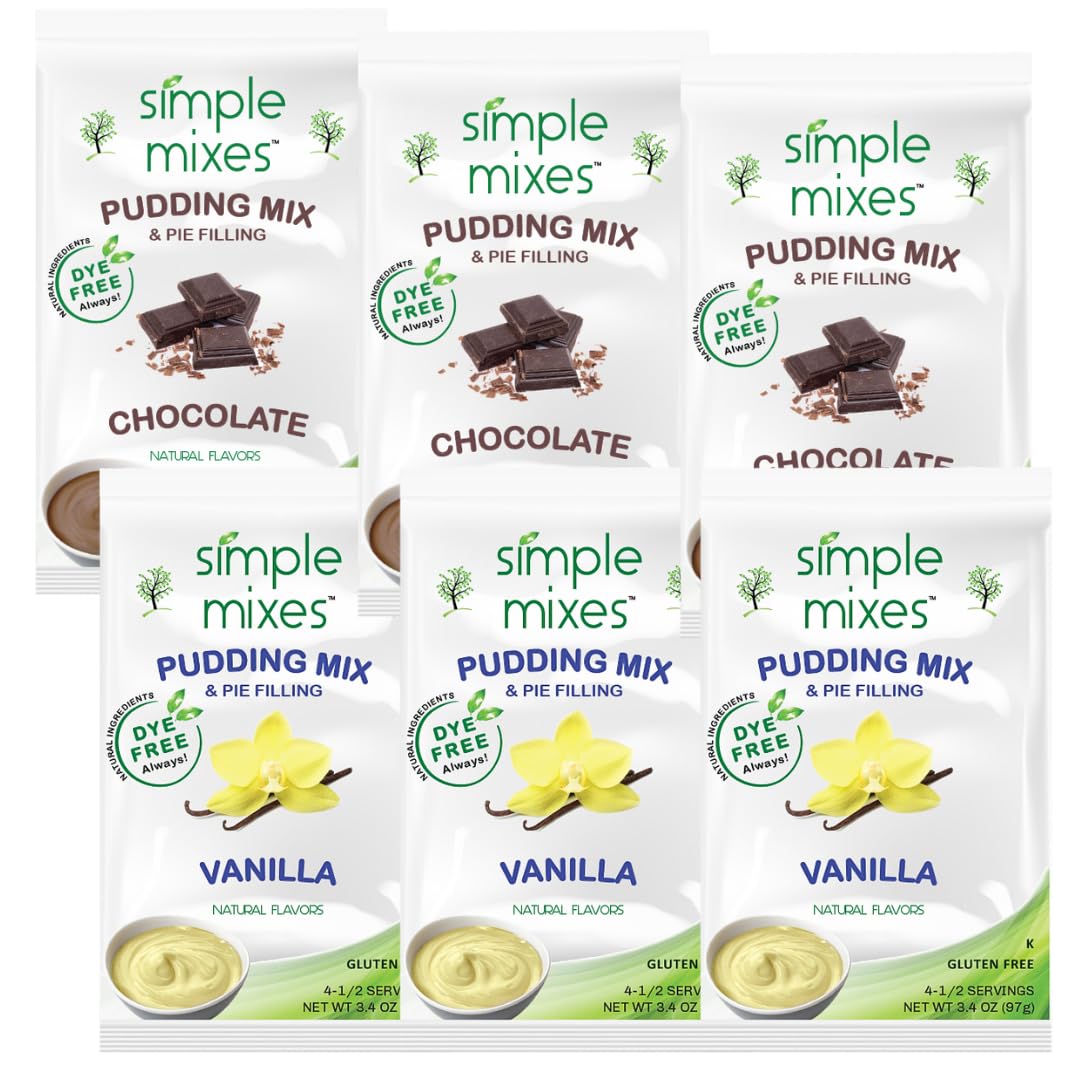 Simple Mixes Pudding Bundle, Vanilla and Chocolate, Dye-Free, 6 Pack
