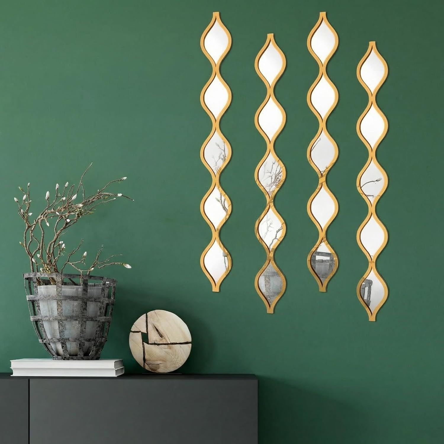 Qunclay 4 Pcs Gold Teardrop Mirror Wall Decor