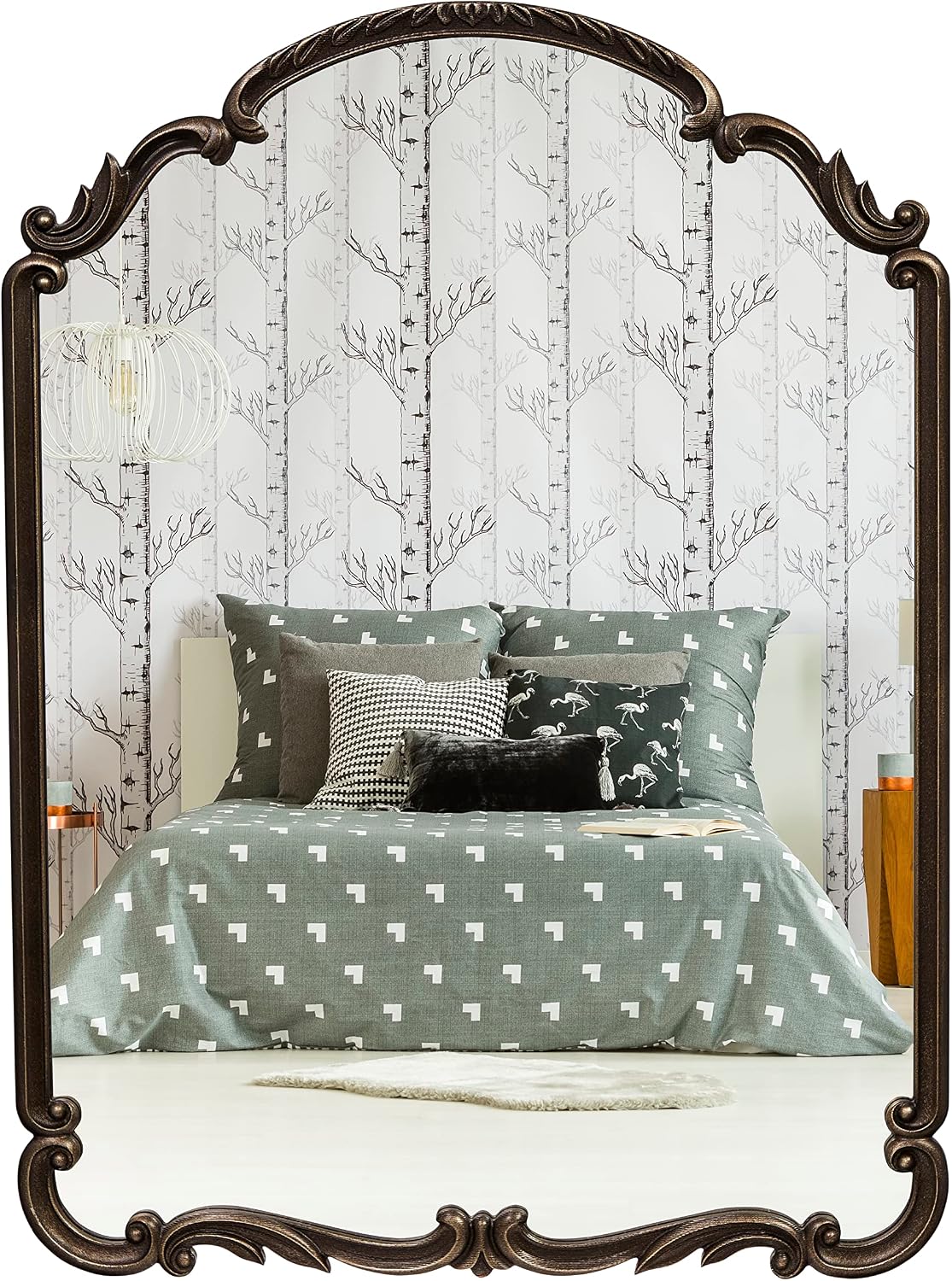 Wylde Iris English Estate Carved Arch Wood Wall Mirror